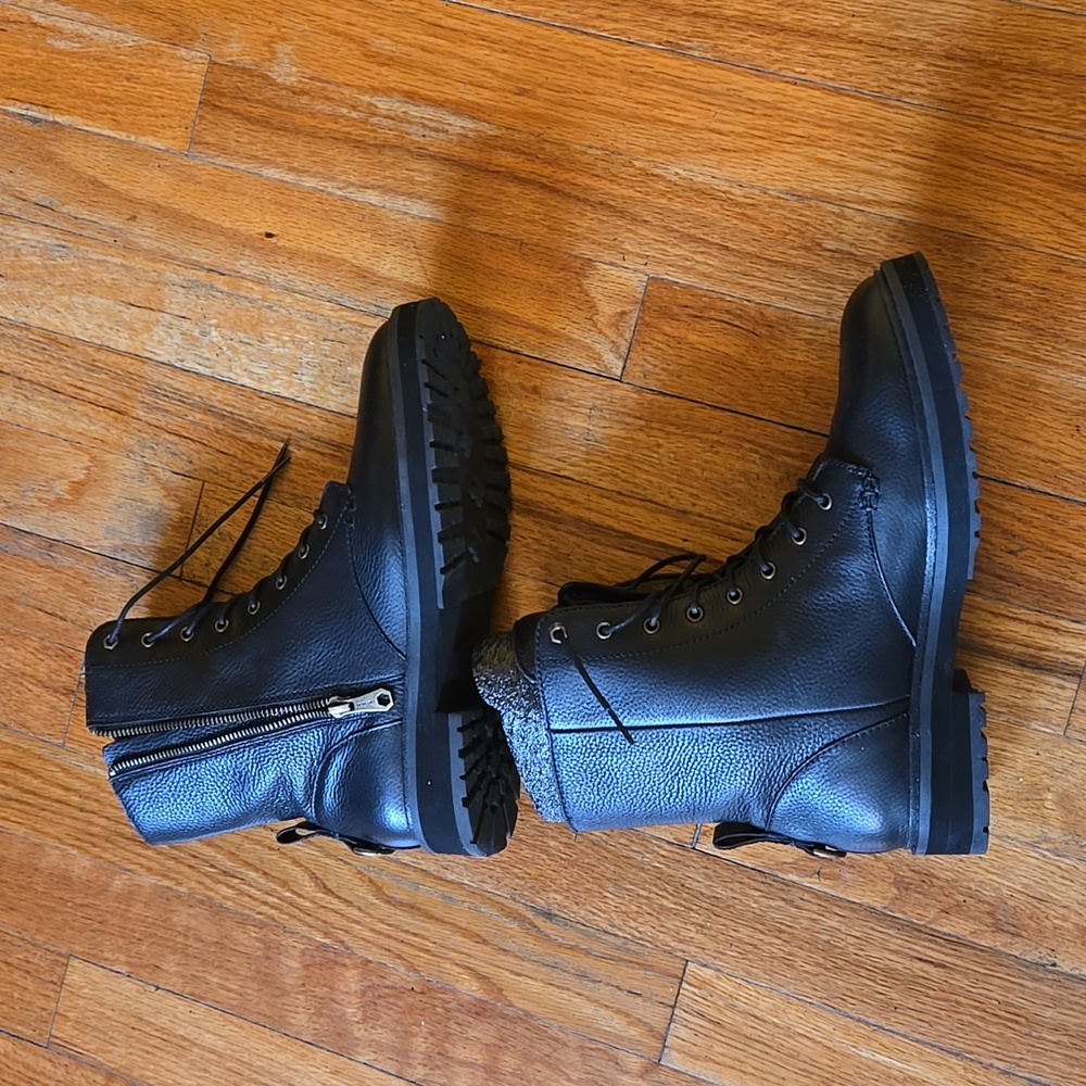 COLE HAAN Greenwich Lace-Up Women's Black Leather Ankle Boots